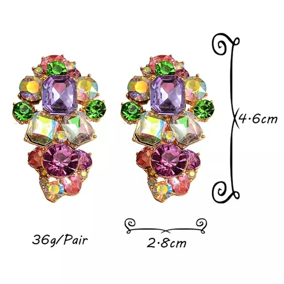 2/$35 "Lox" cluster rhinestone purple and pink earrings - Picture 9 of 10